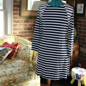 J Crew 365 Striped Navy White Dress